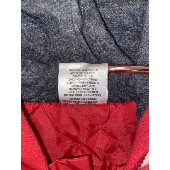 Disney Vintage Mickey Mouse UNISEX Varsity Jacket Hood Red White Stripes  Sz 3T - Picture 7 of 10